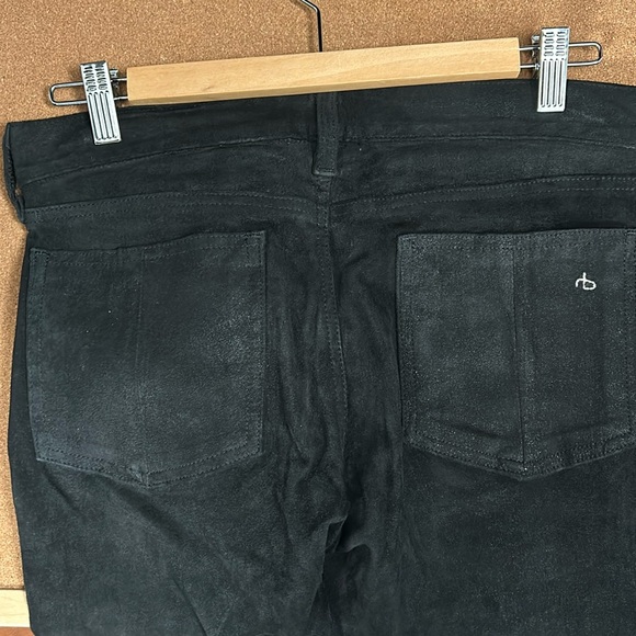 Rag & Bone Lamb Leather + Jean Combo Skinny Pant, Blue, Black, Size 28 - Picture 9 of 14